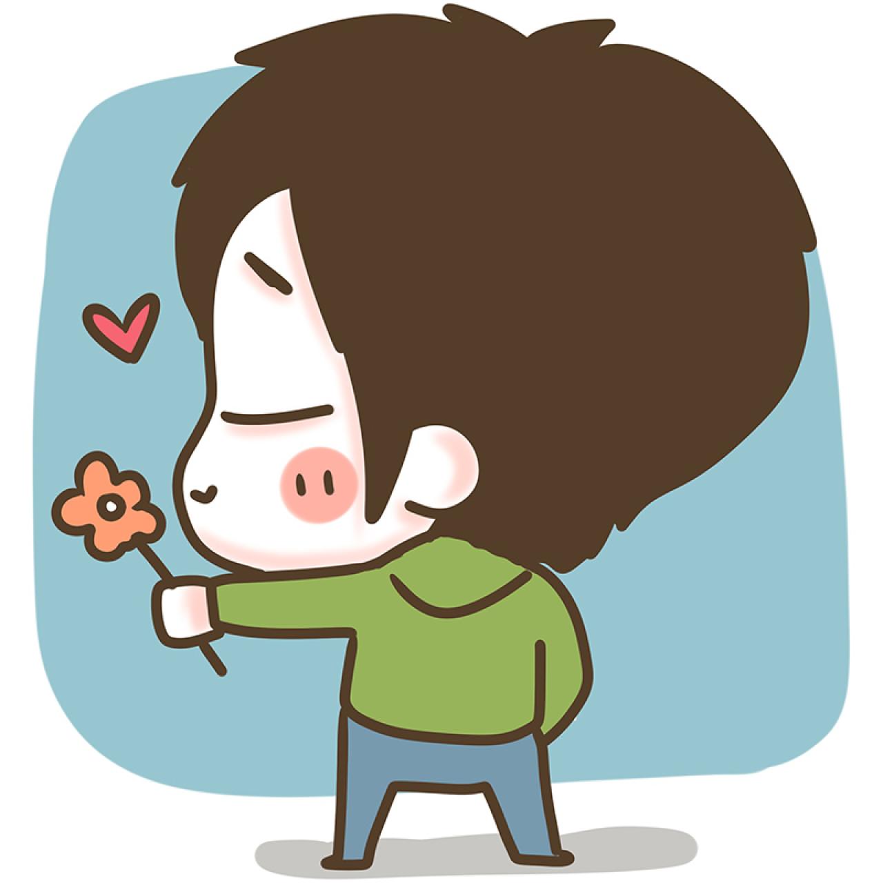 情侣头像男用：伸手送鲜花