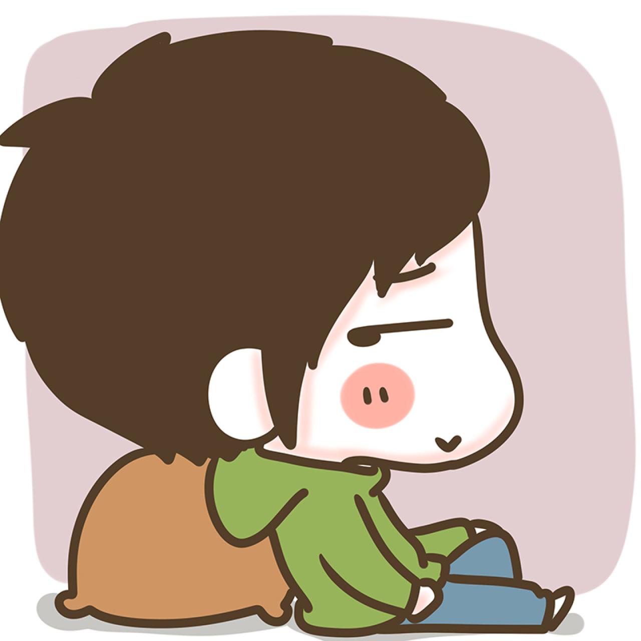 情侣头像男用：背靠着枕头