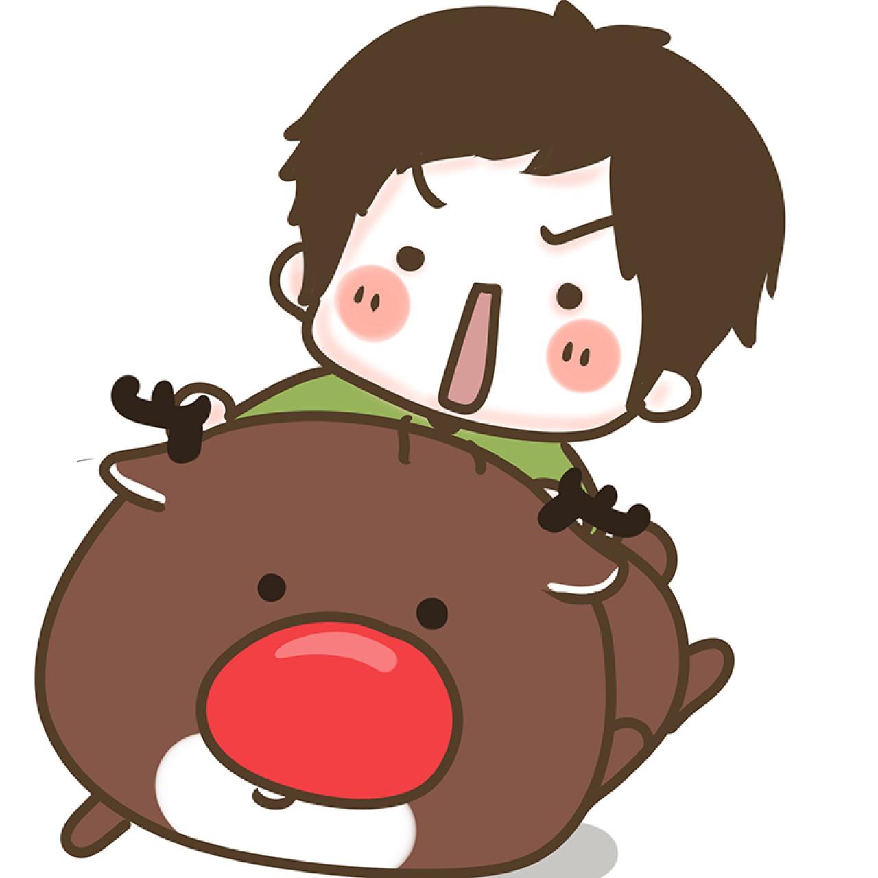 情侣头像男用：趴在等身玩偶身上