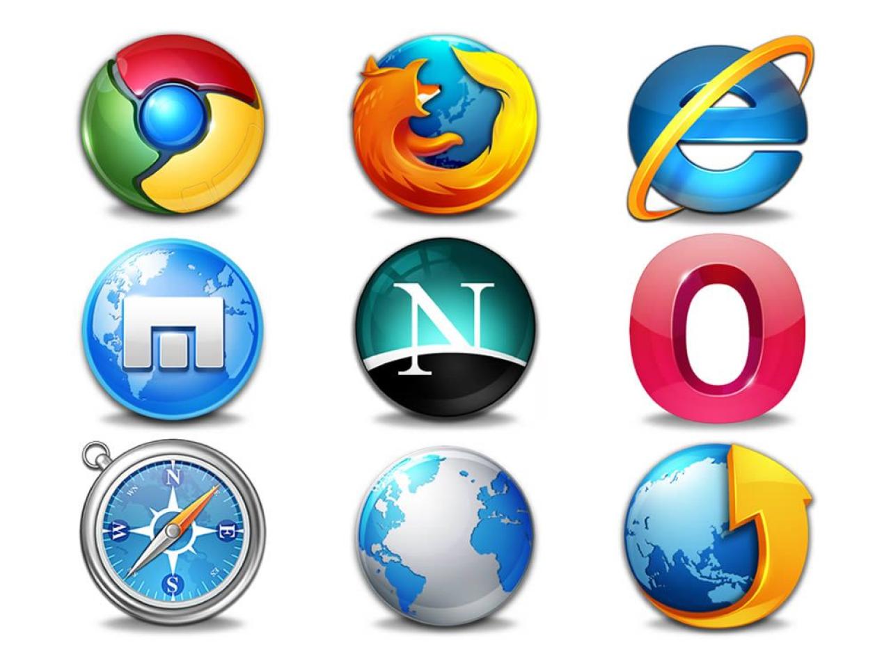 常见的浏览器图标：谷歌Chrome、火狐Firefox、微软IE、遨游、Netscape、Opera、Safari、世界之窗、腾讯TT