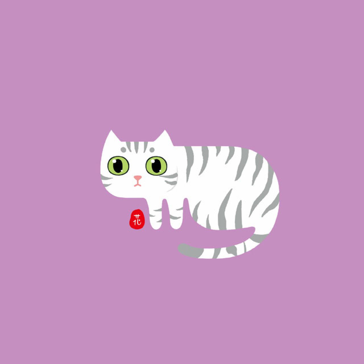 蓝色条纹的白色小猫咪头像