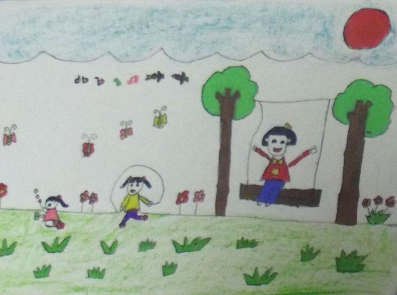 荡秋千的女孩 杨奕洁画