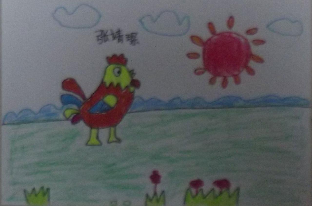 大公鸡打鸣 张靖琛画