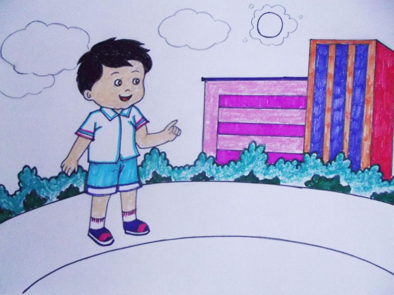 第六步，涂色——楼房和树林