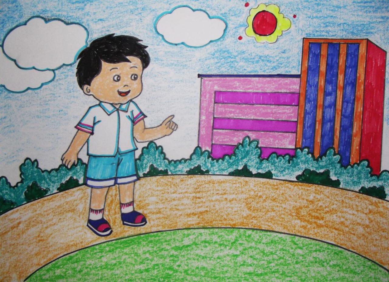 第七步，涂色——操场和天空