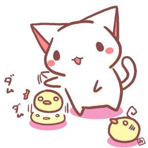 萌表情：猫咪把小鸡当球拍，运球练习中，小鸡：那是我的小伙伴！