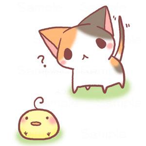 萌表情：猫咪疑惑地问小鸡，今天怎么不开心！