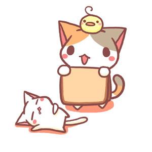 萌表情：头顶小鸡的猫咪，给睡着的猫咪盖上好像饼干的毛毯，然后就可以吃啦
