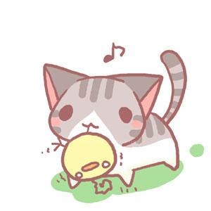 萌表情：主人：把小鸡拉下去。猫咪：遵命。