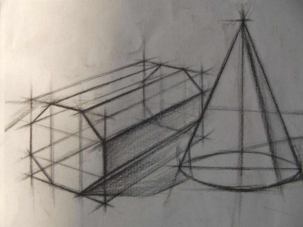 圆锥体、八棱锥结构分析图