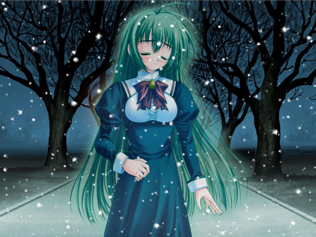 《乙女恋上姐姐》剧情截图 宫小路瑞穗母亲“宫小路幸穗”以年轻时姿态站在飘飞的雪中