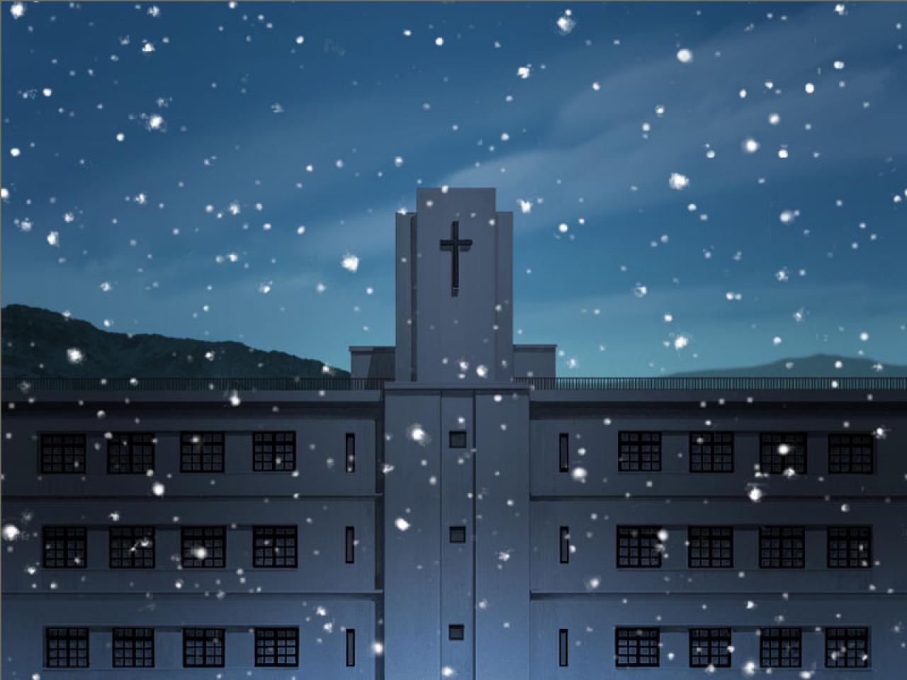 《乙女恋上姐姐》剧情截图 雪花飞舞中的校园