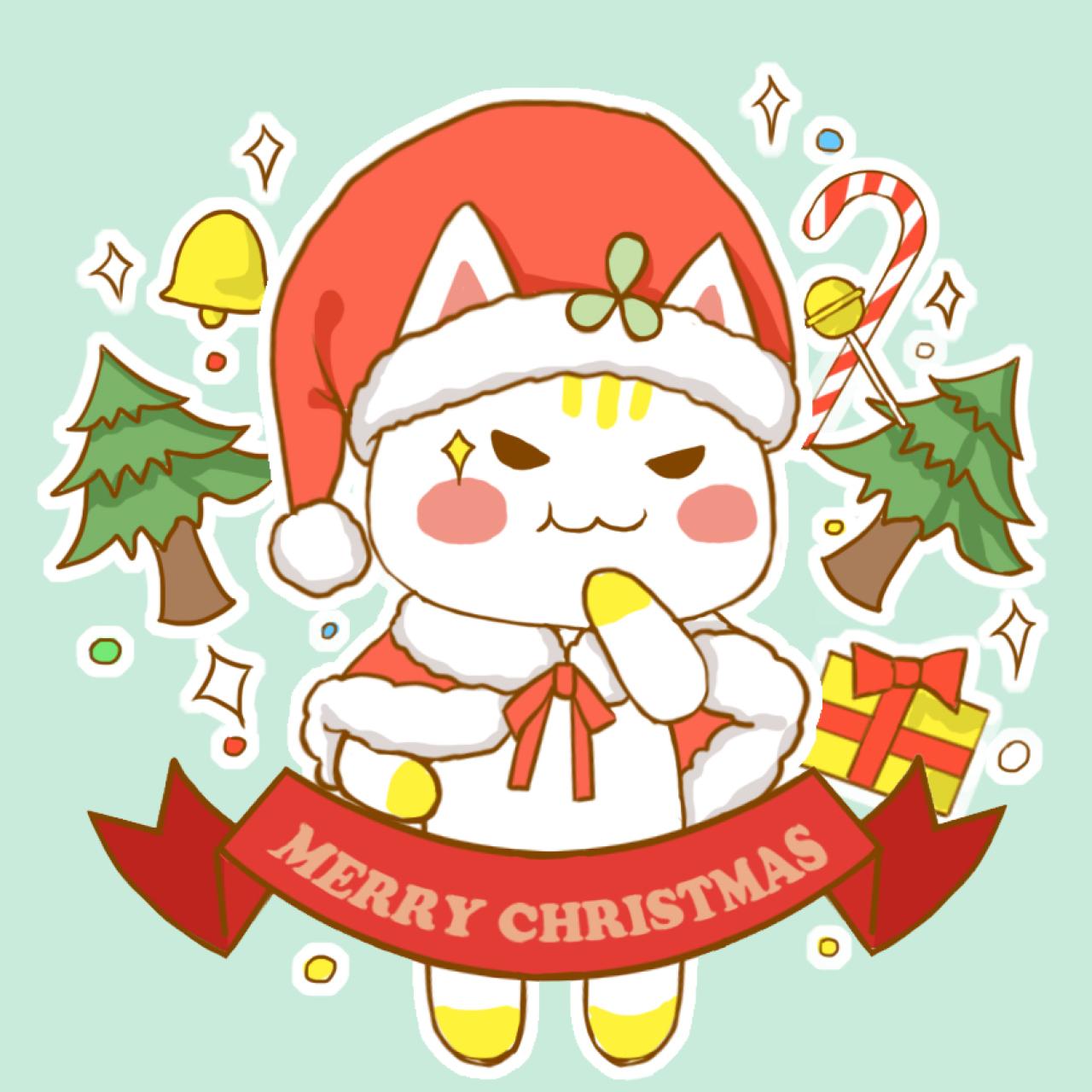 情侣头像女男用：穿着圣诞服的短尾猫