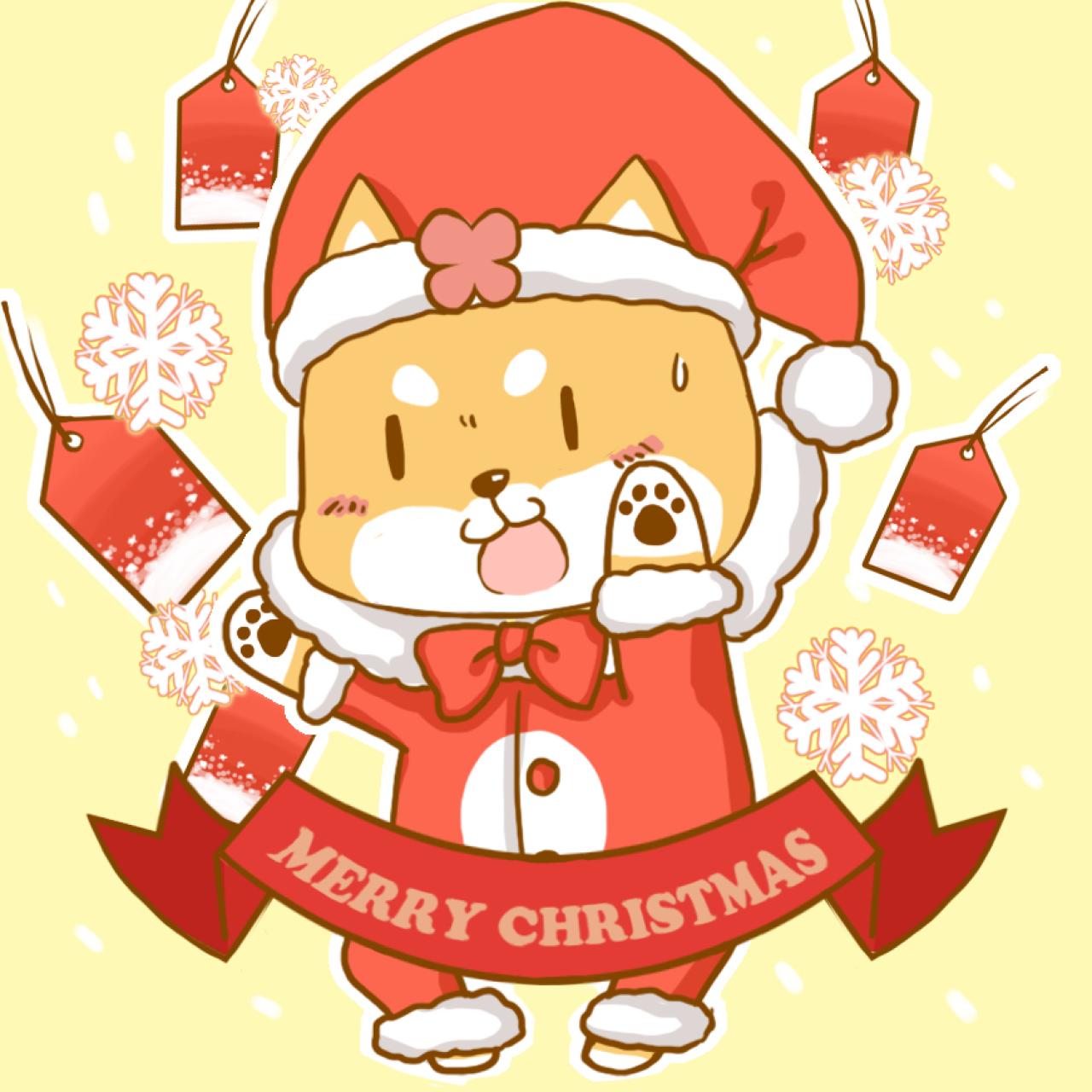 情侣头像男用：秋田犬圣诞雪花头像