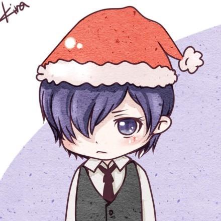 雾岛董香戴着圣诞帽头像