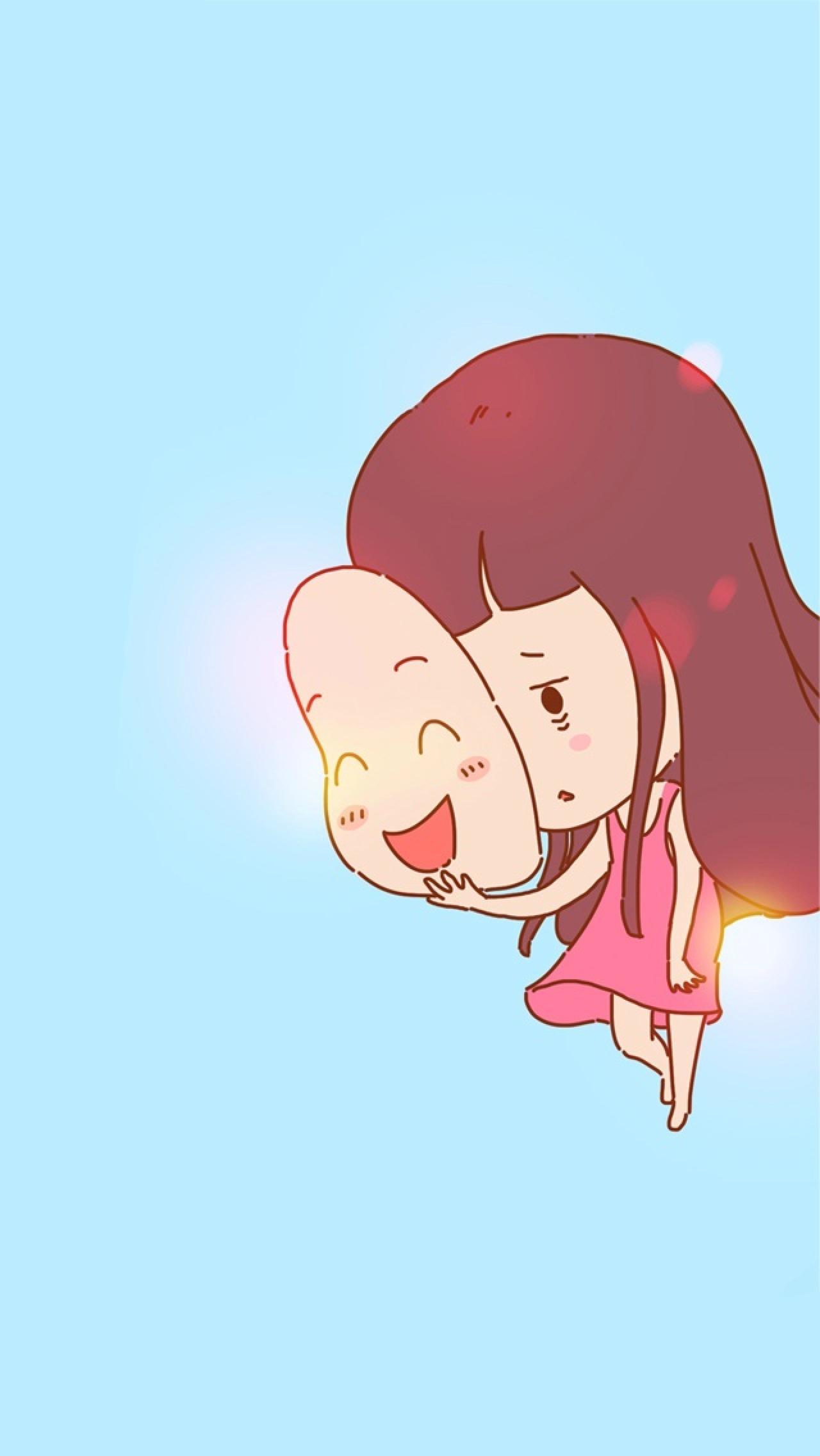 戴着微笑面具难过的女孩手机壁纸