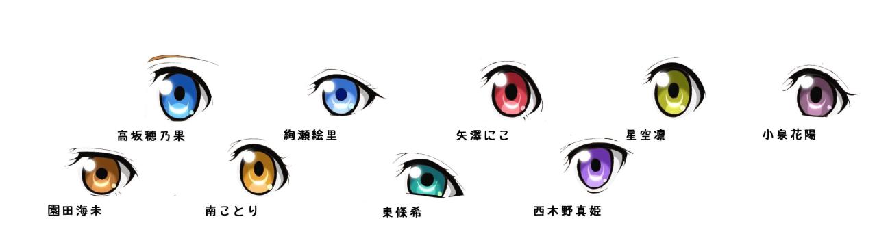 《LoveLive!》μ s组合中角色眼型及眼睛颜色 来自：blogimg.jp