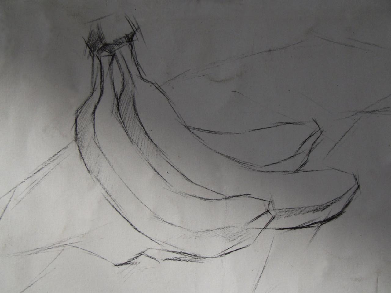 第二步,确定香蕉的结构关系及明暗交界线