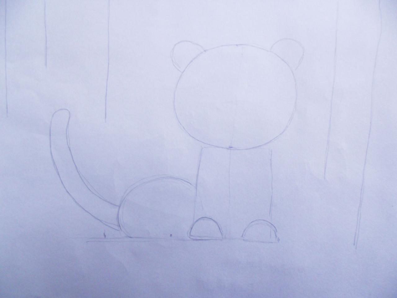 第一步，用几何形打小老虎的轮廓