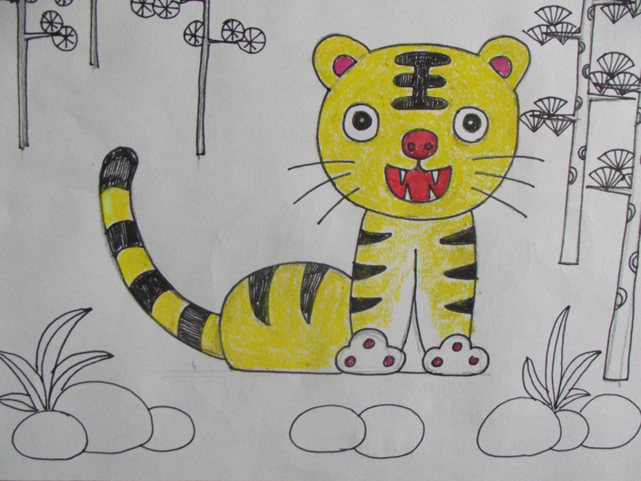 第四步，给老虎着色