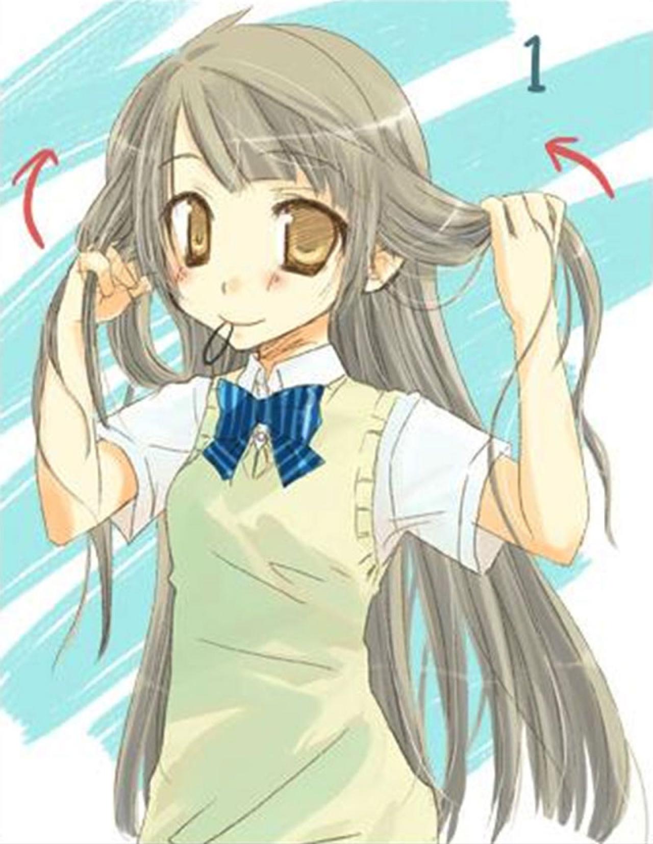 自己动手绑扎南小鸟发型教程第一步：缕出两束头发