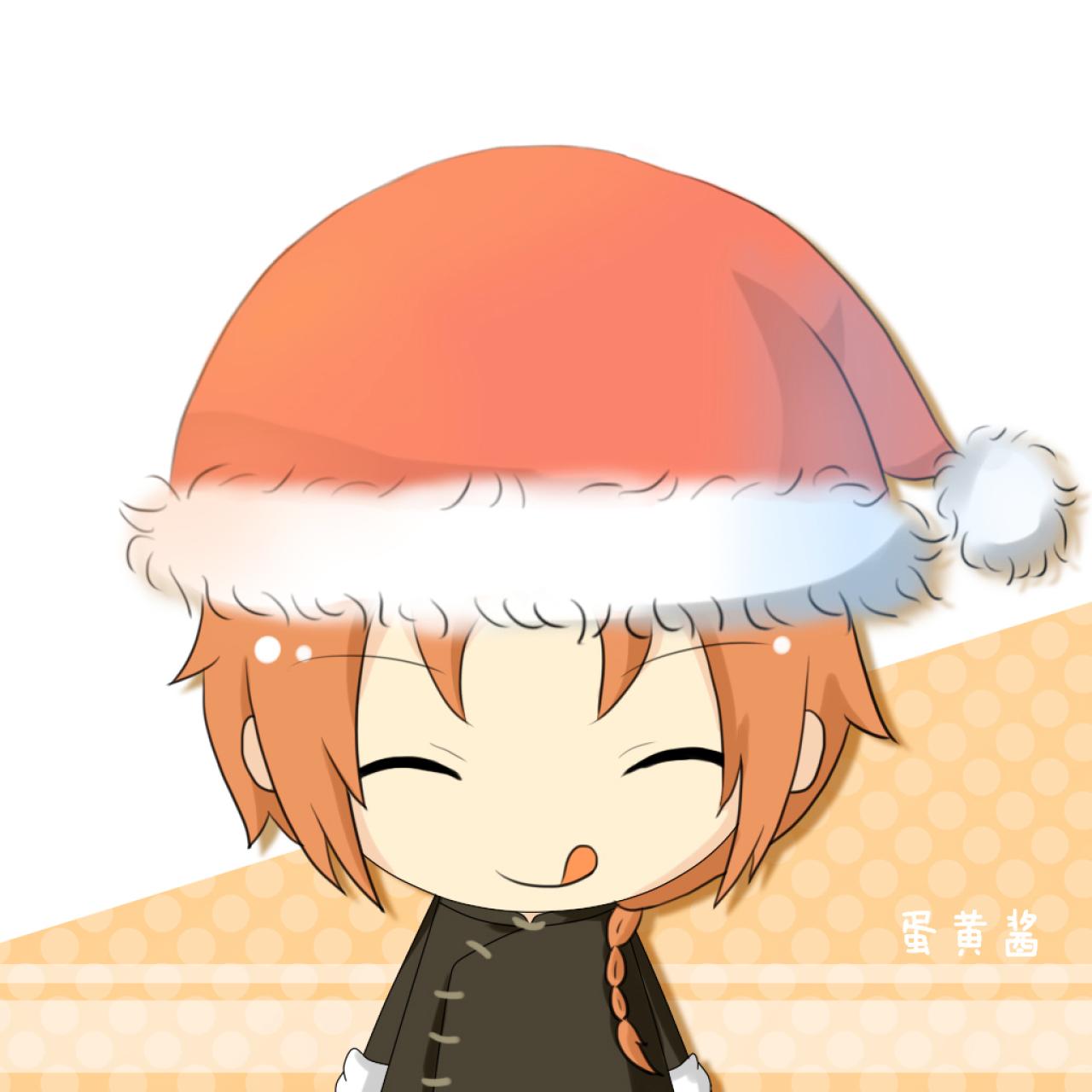 《银魂》夜兔神威戴着圣诞帽吐舌头添嘴角头像