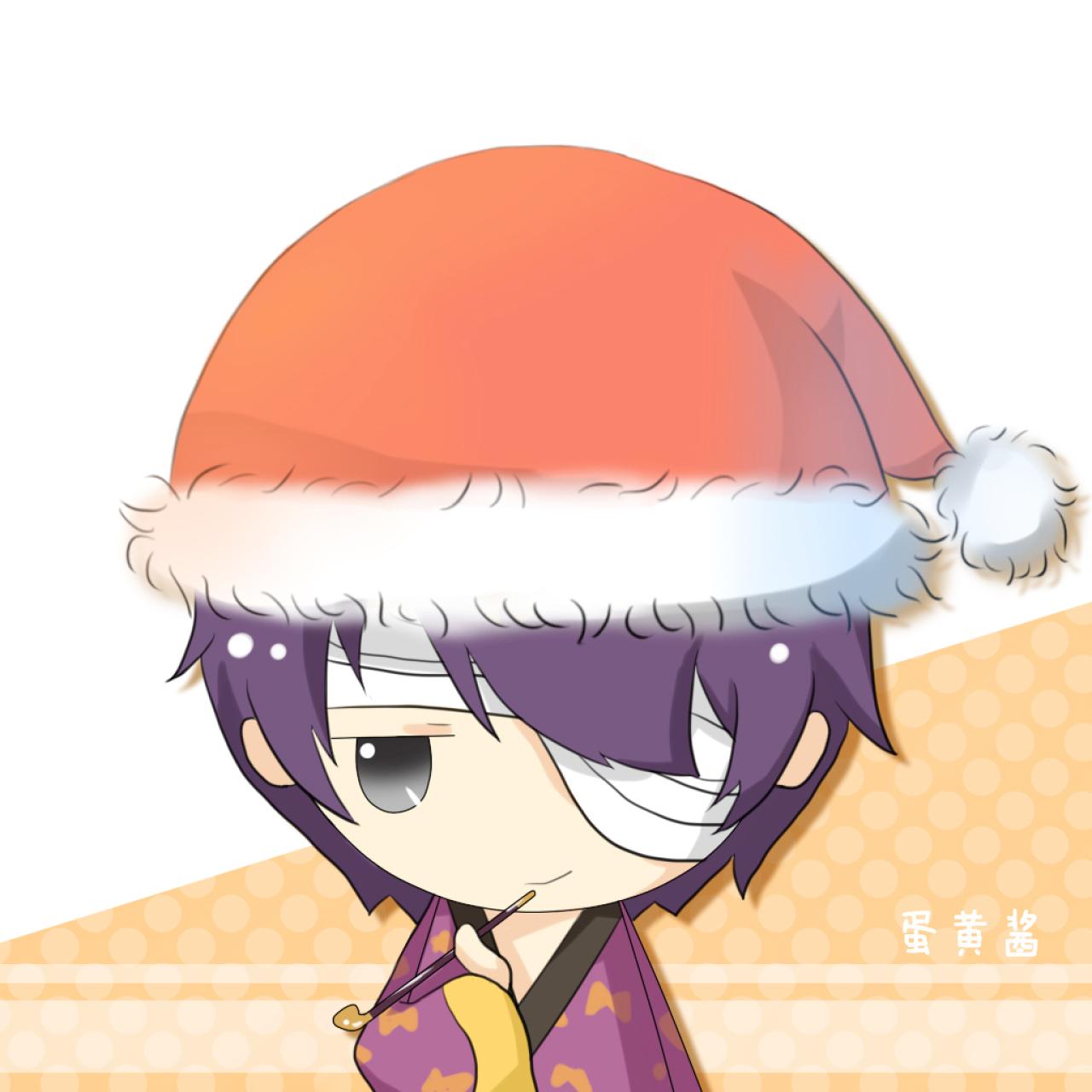 《银魂》高杉晋助戴着圣诞帽抽烟斗头像