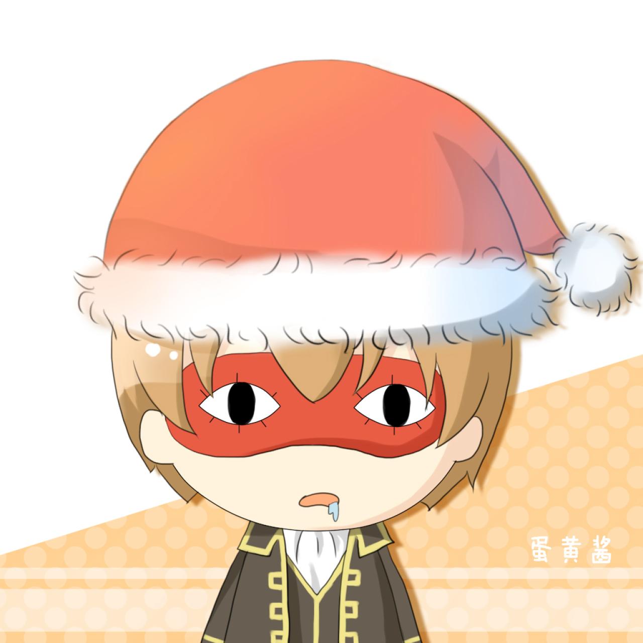 《银魂》冲田总悟戴着圣诞帽和假面流口水头像