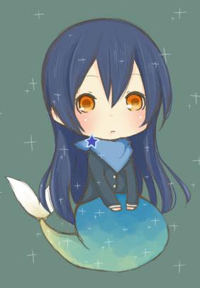 坐在鱼上的田园海未双鱼座头像