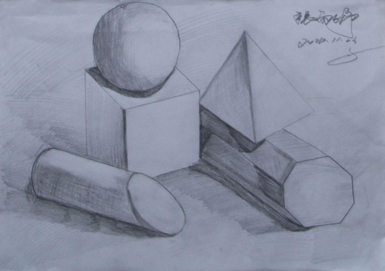 石膏几何体 张雨婷画