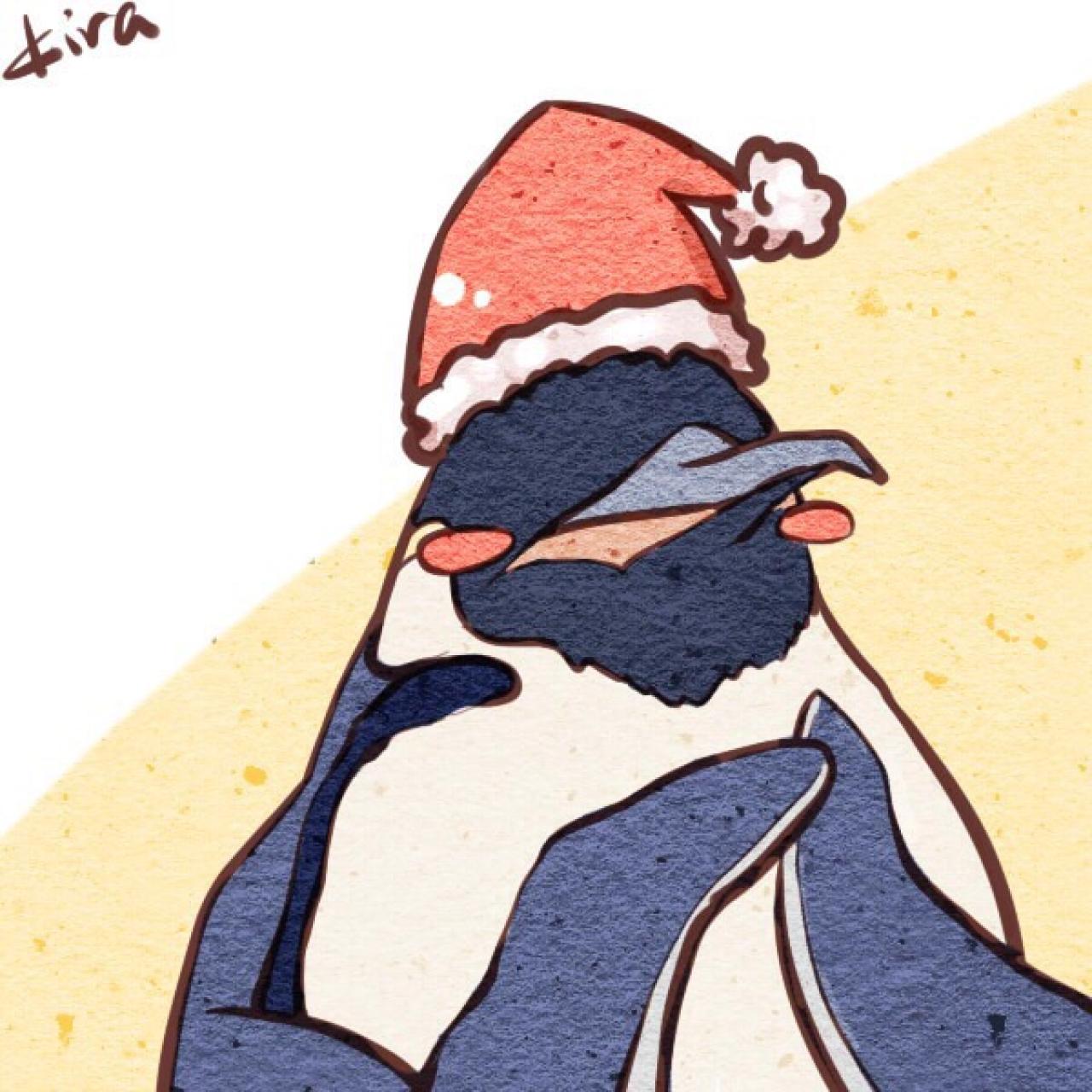 《白熊咖啡馆》企鹅戴着圣诞帽头像