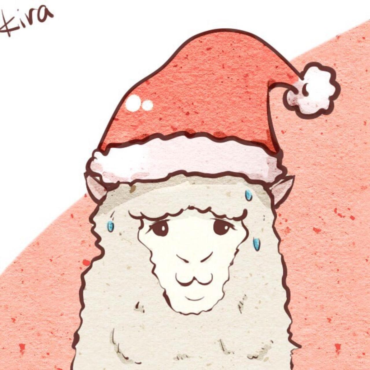 《白熊咖啡馆》白色羊驼（alpaca桑）戴着圣诞帽头像