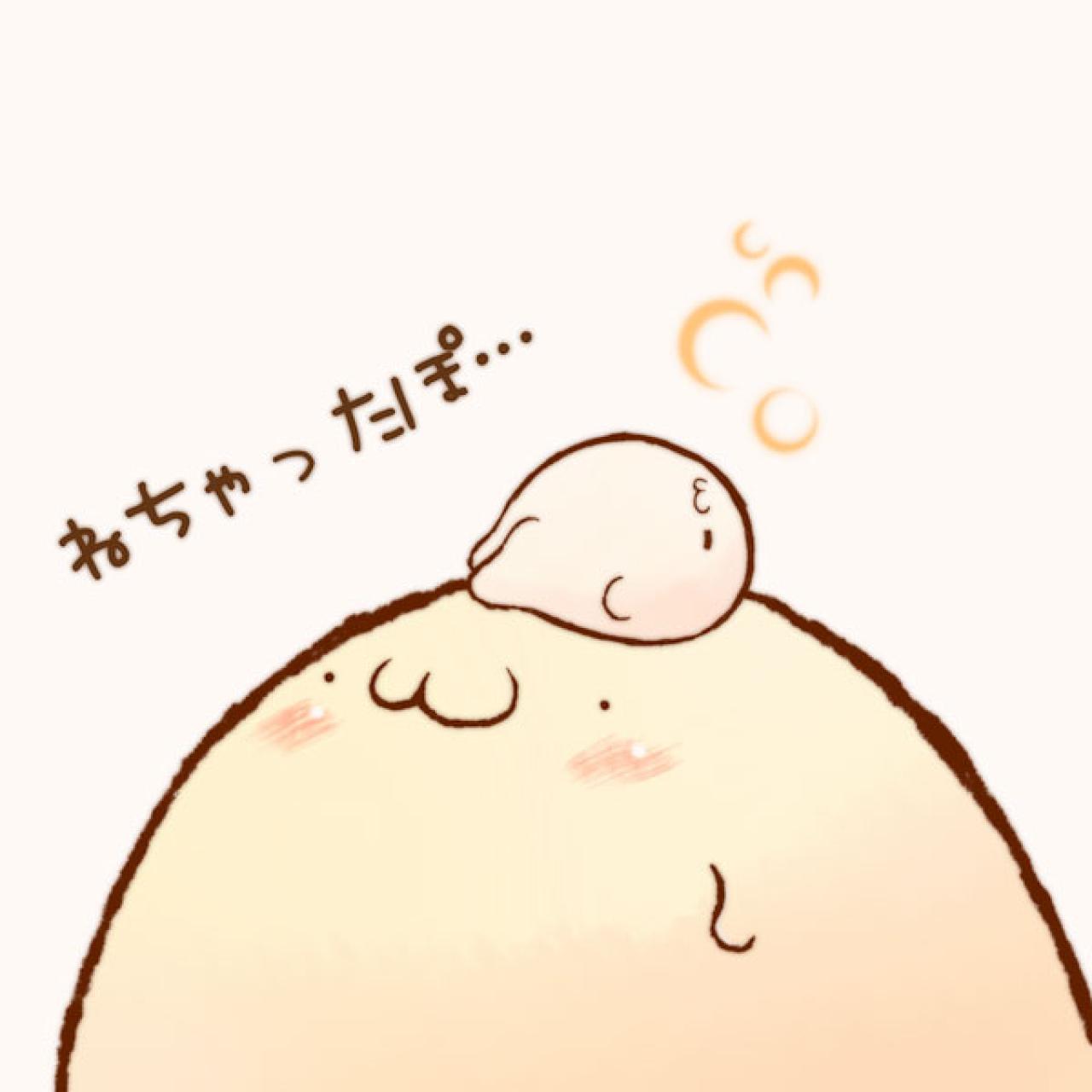 躺在脑袋上睡觉的头像：ねちゃったぽ（脑袋上是咱们梦想中的家）