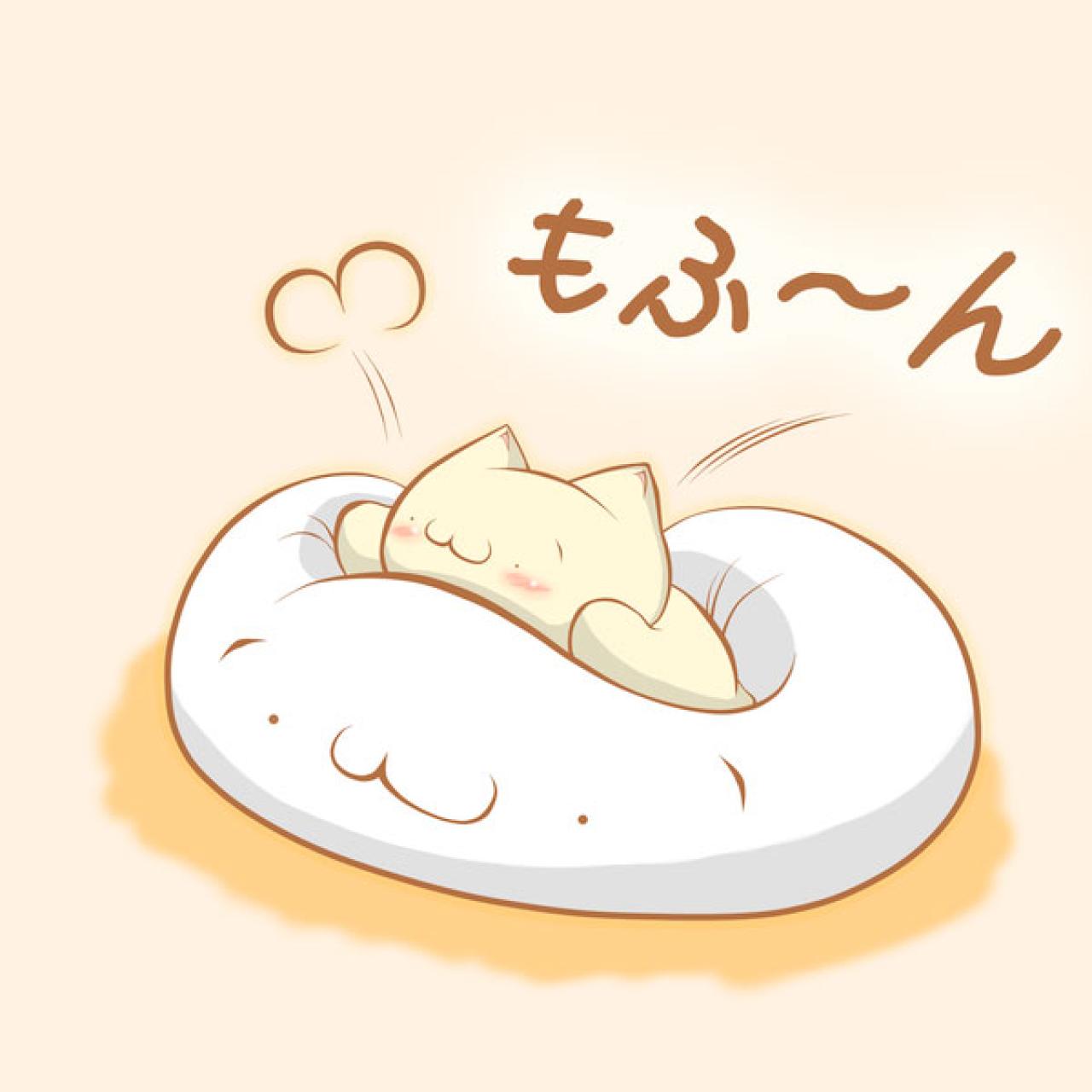 猫咪把脑袋当作靠垫的头像：クッション欲しいです（想要一个软绵绵的靠垫）