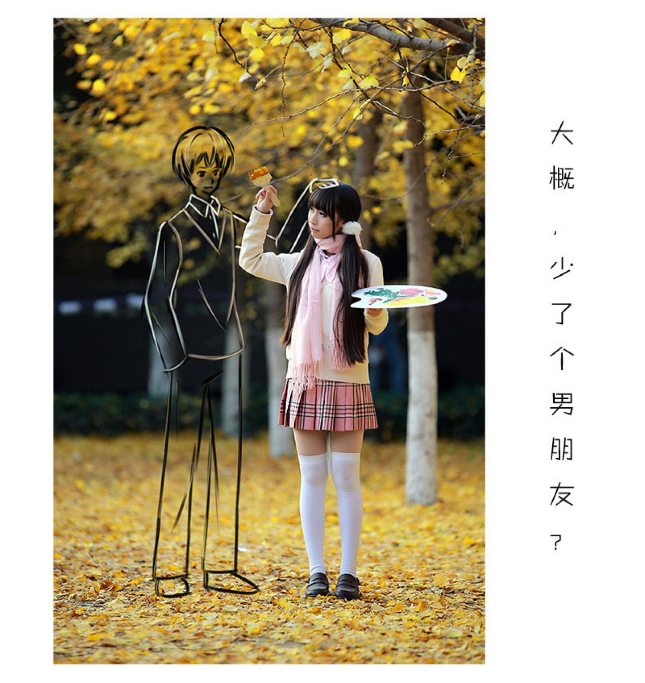 画出的虚拟男朋友摸着千莫的头：大概，少了个男朋友？