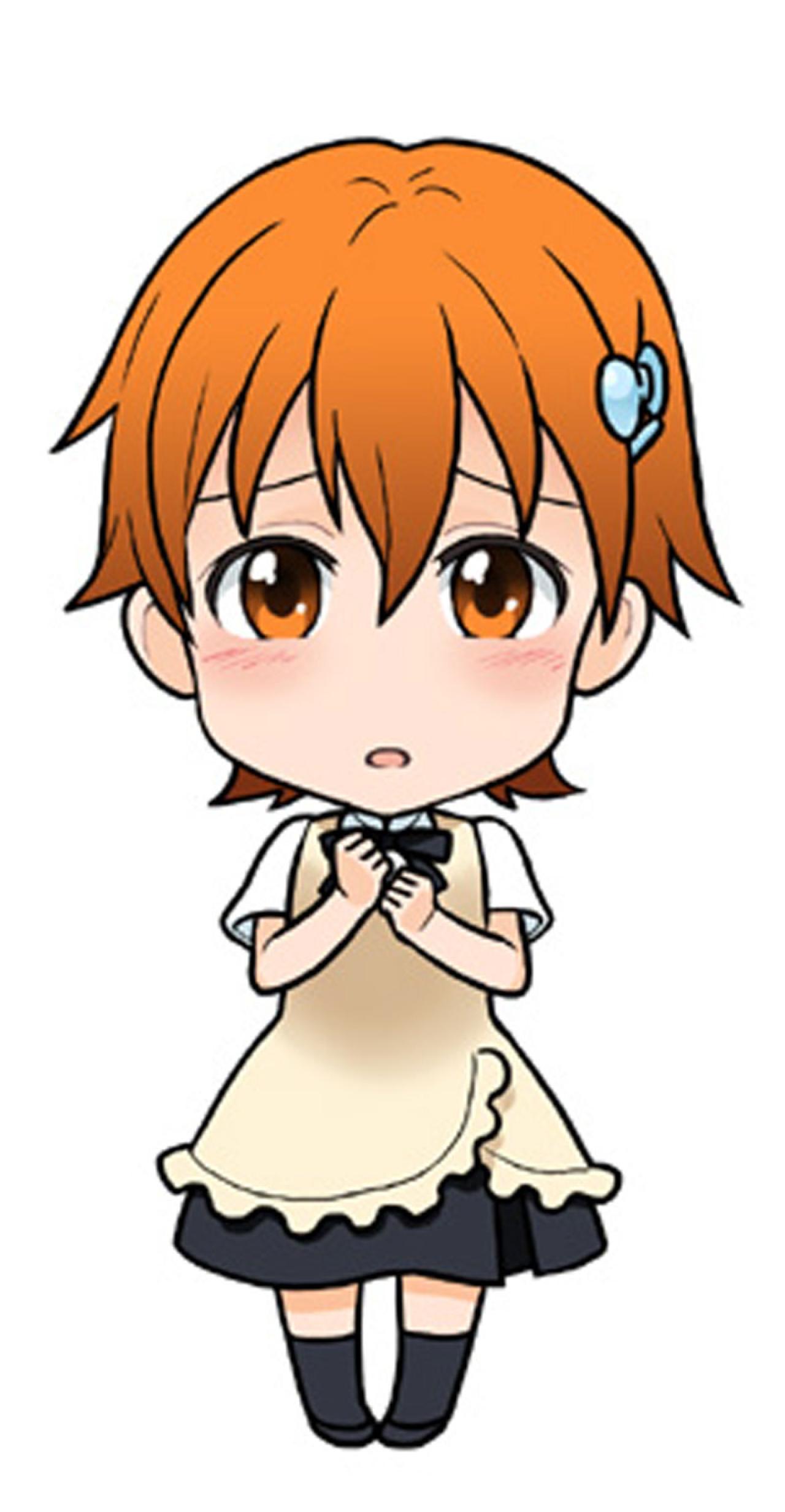 迷糊餐厅伊波真昼（いなみ まひる）紧张地羞涩神情全身Q版头像