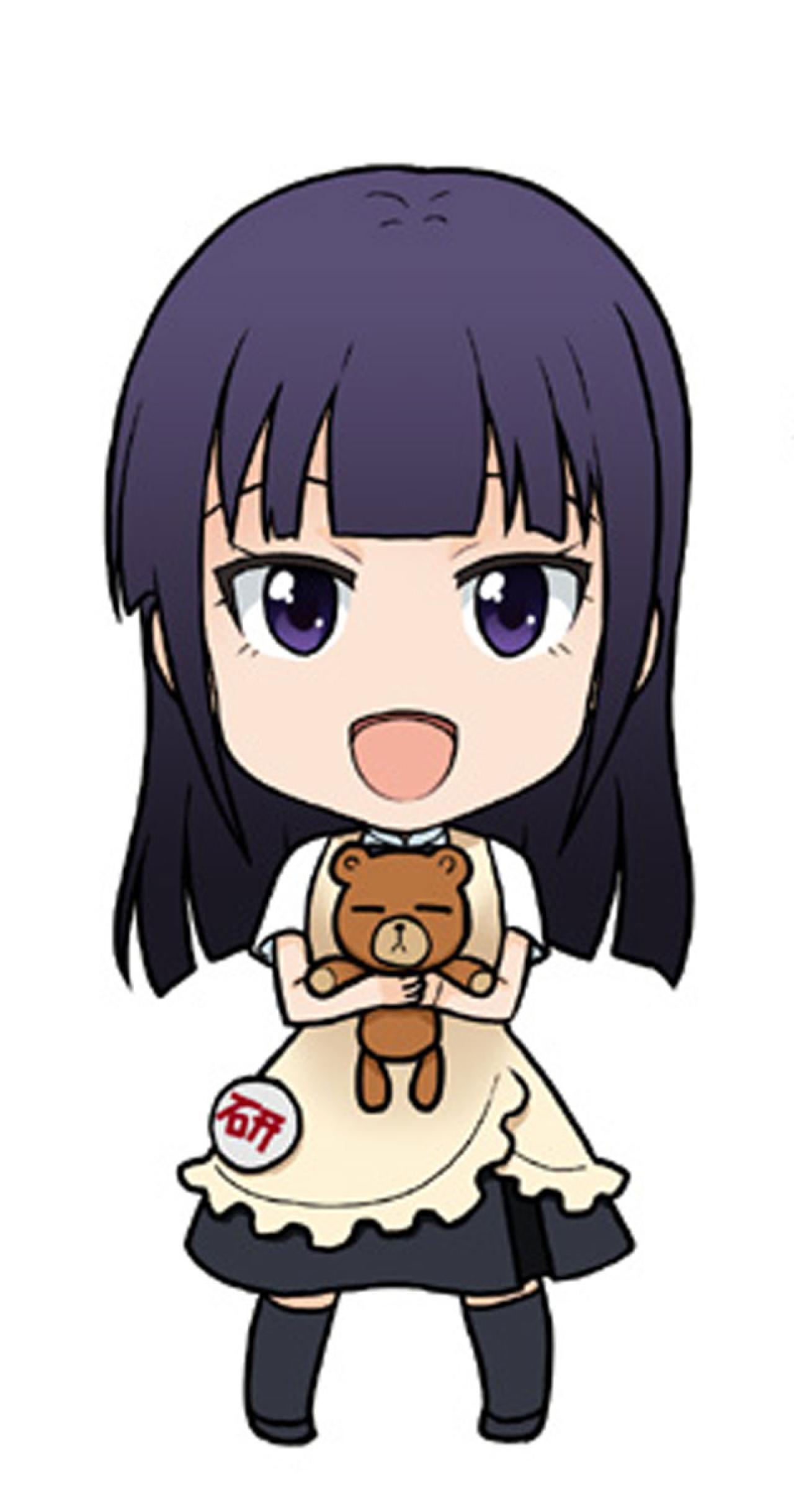 迷糊餐厅山田葵（やまだ あおい）抱着小熊的全身Q版头像