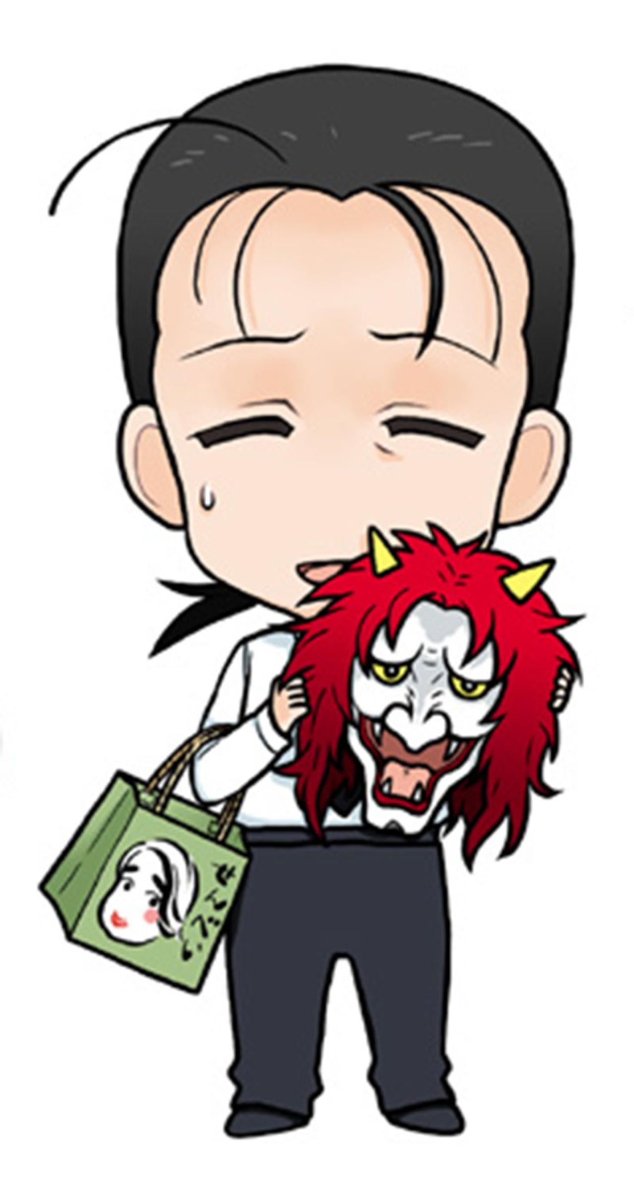 迷糊餐厅音尾兵吾（おとお ひょうご）卸下面具尴尬表情的全身Q版头像