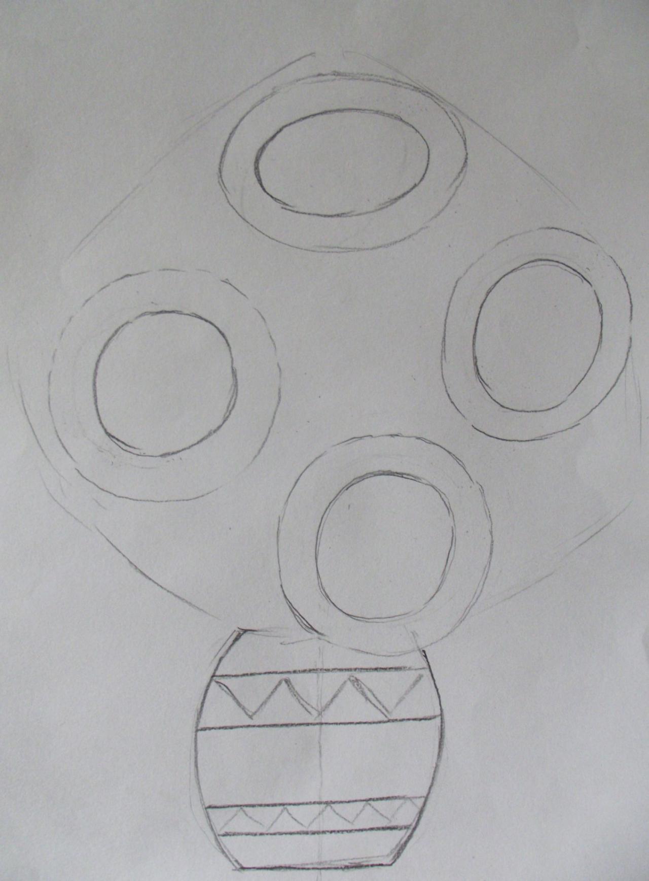 第二步,勾圈前面的花及花瓶的大致形状