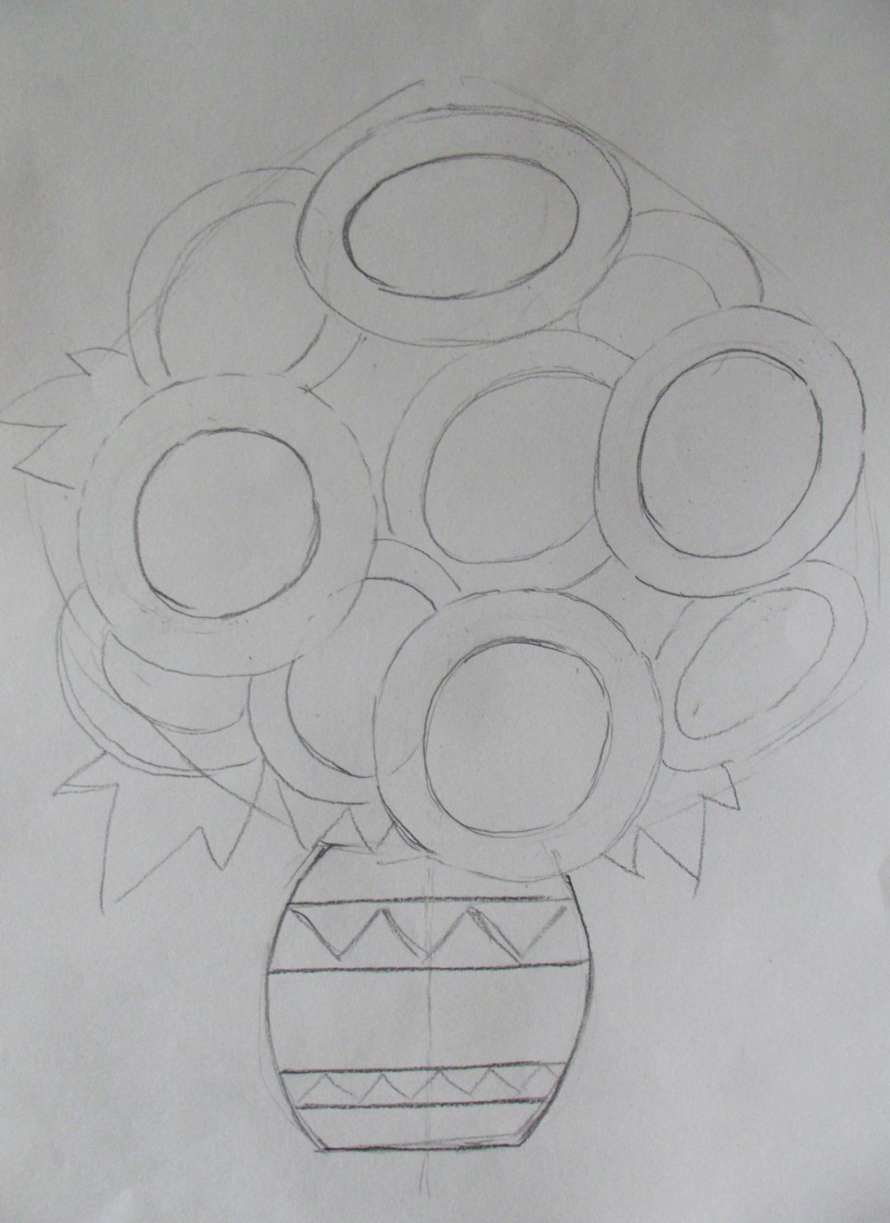 第三步,勾出后面的花和叶