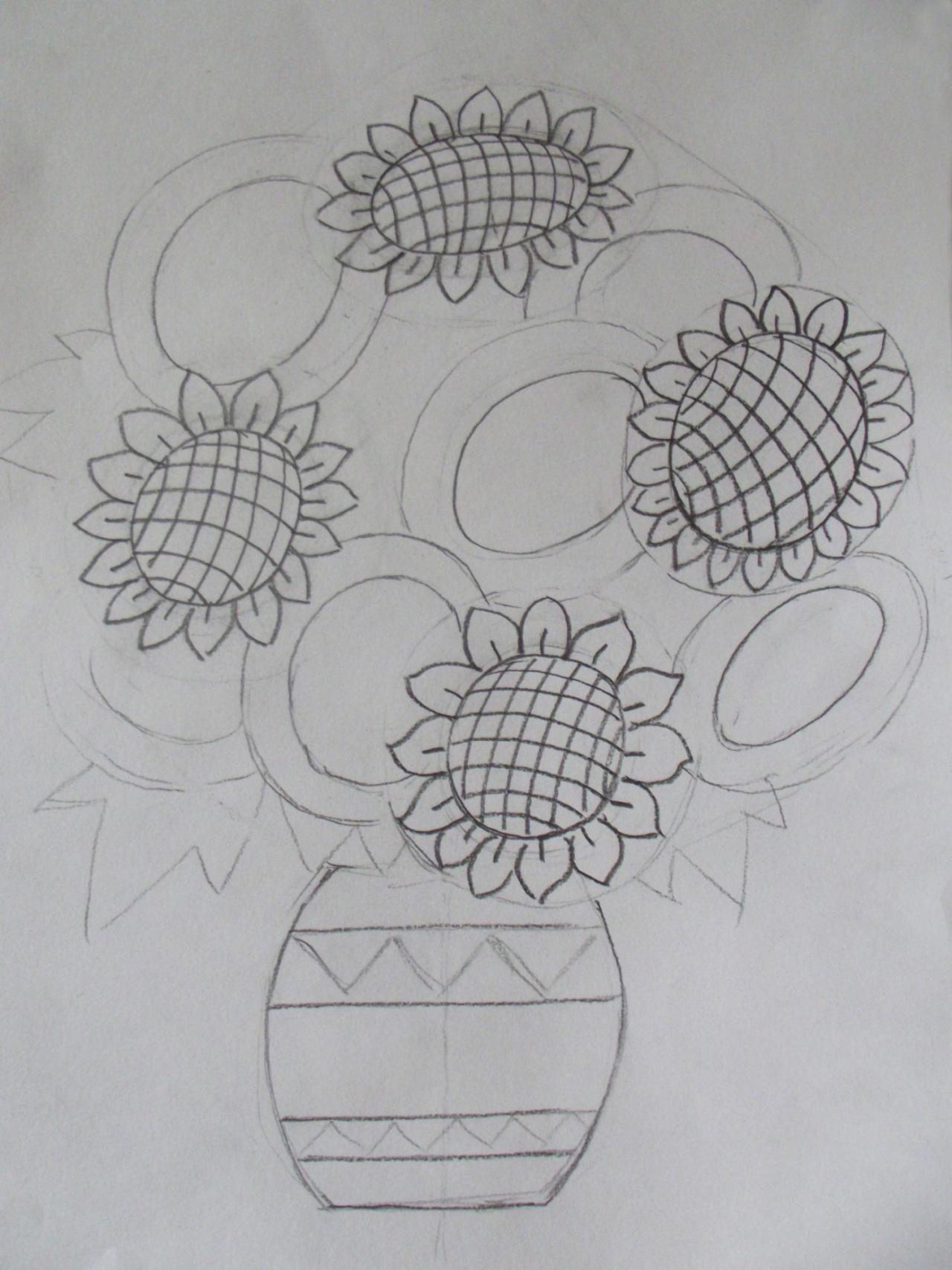 第四步,详细画出前面完整的花束。