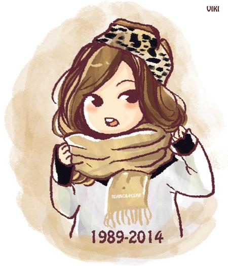 郑秀妍戴着BLANC&ECLARE黑色围巾萌化Q版头像