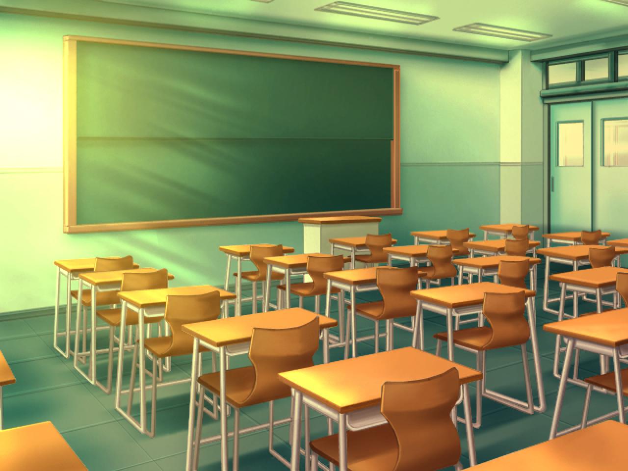 《Kanon》中夕阳光辉映衬下的教室