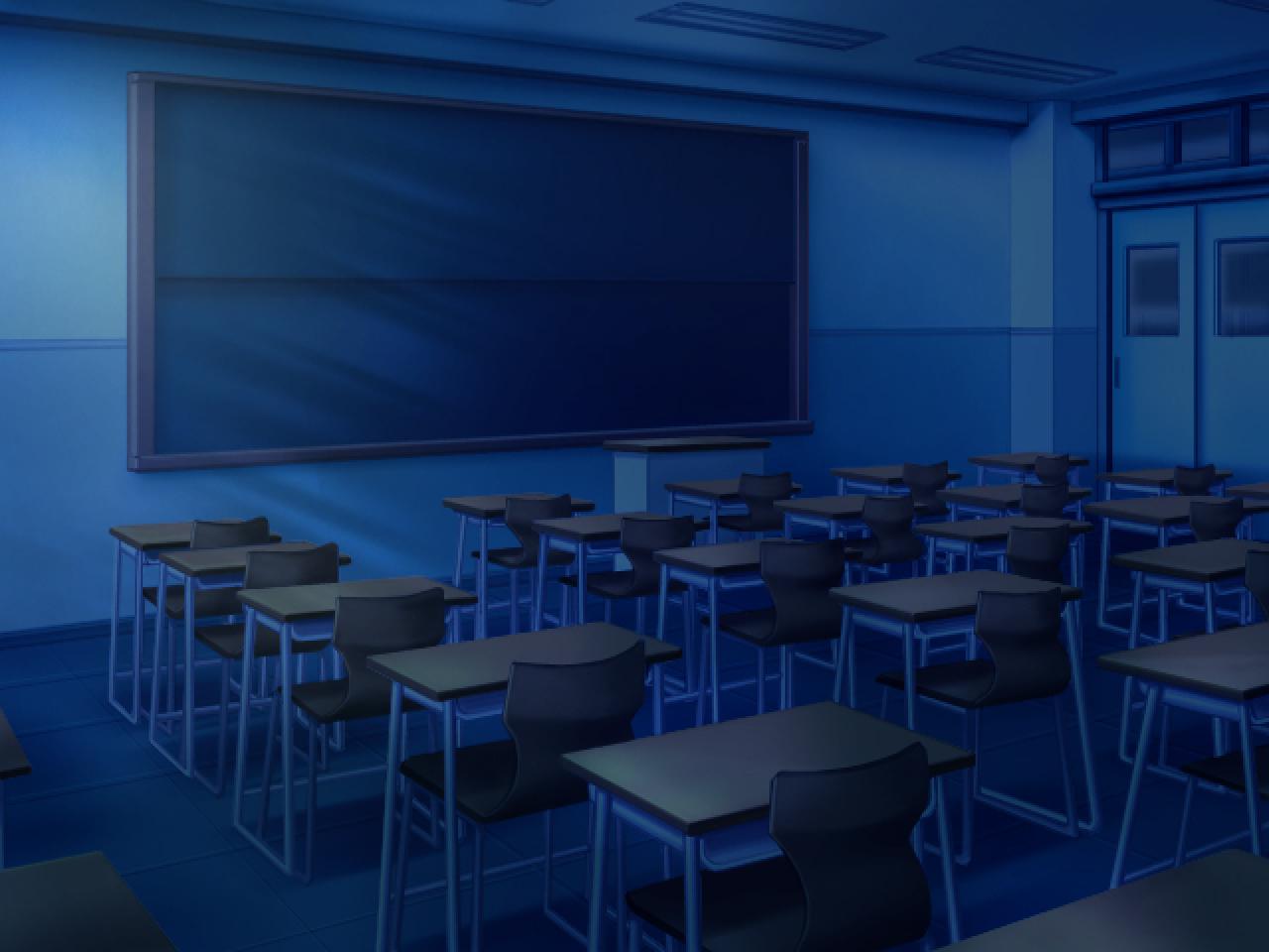 《Kanon》中夜晚月光映射下的教室