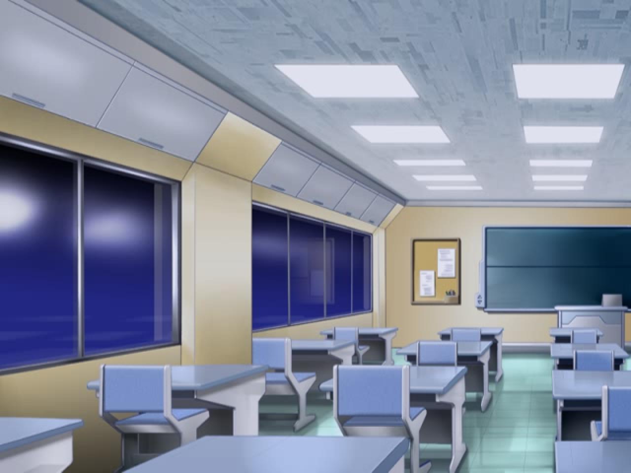 《D.C》中夜晚的教室背景画面