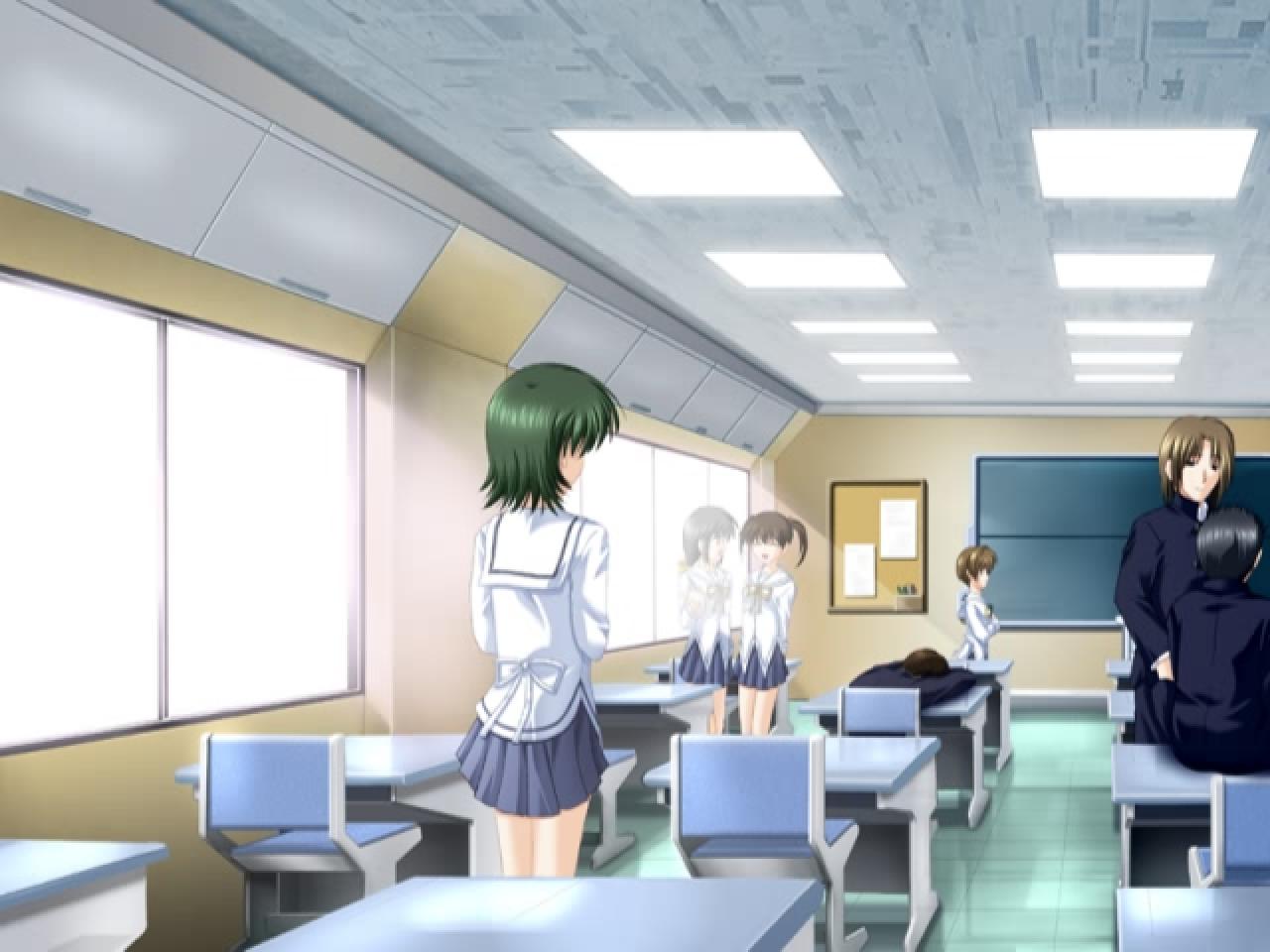 《D.C》中教室里的男女学生（白色水手服校服）