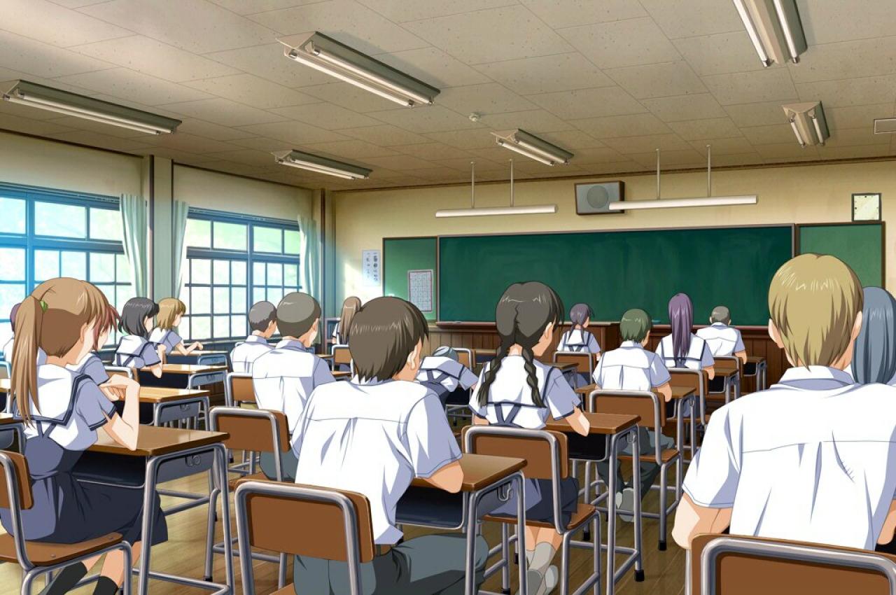 《明日の七海と逢うために》中清晨学生正在上课的教室