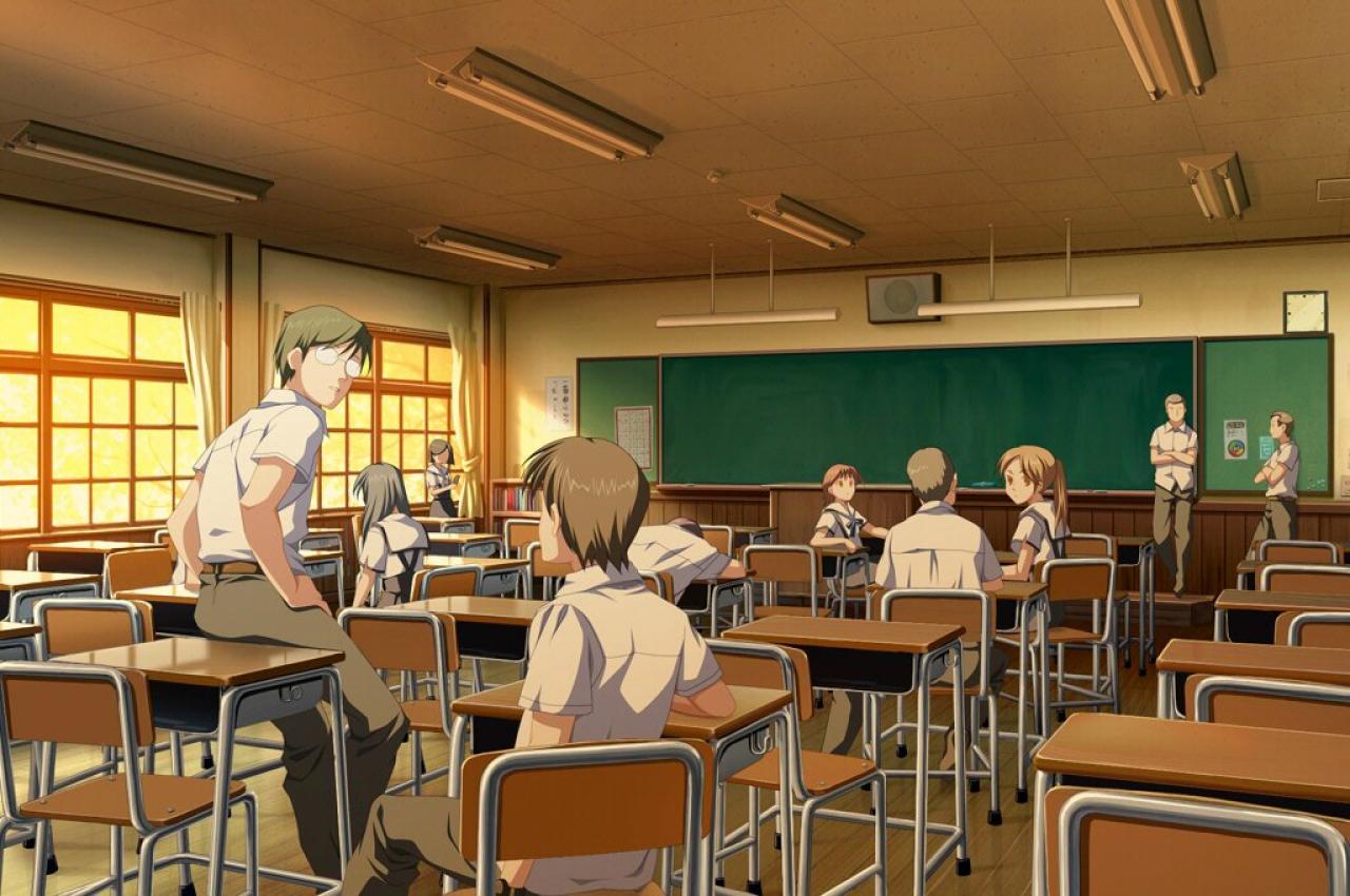 《明日の七海と逢うために》中夕阳余晖里学生下课时的教室