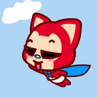 阿狸挂着披风扮成超人在天空中飞的头像