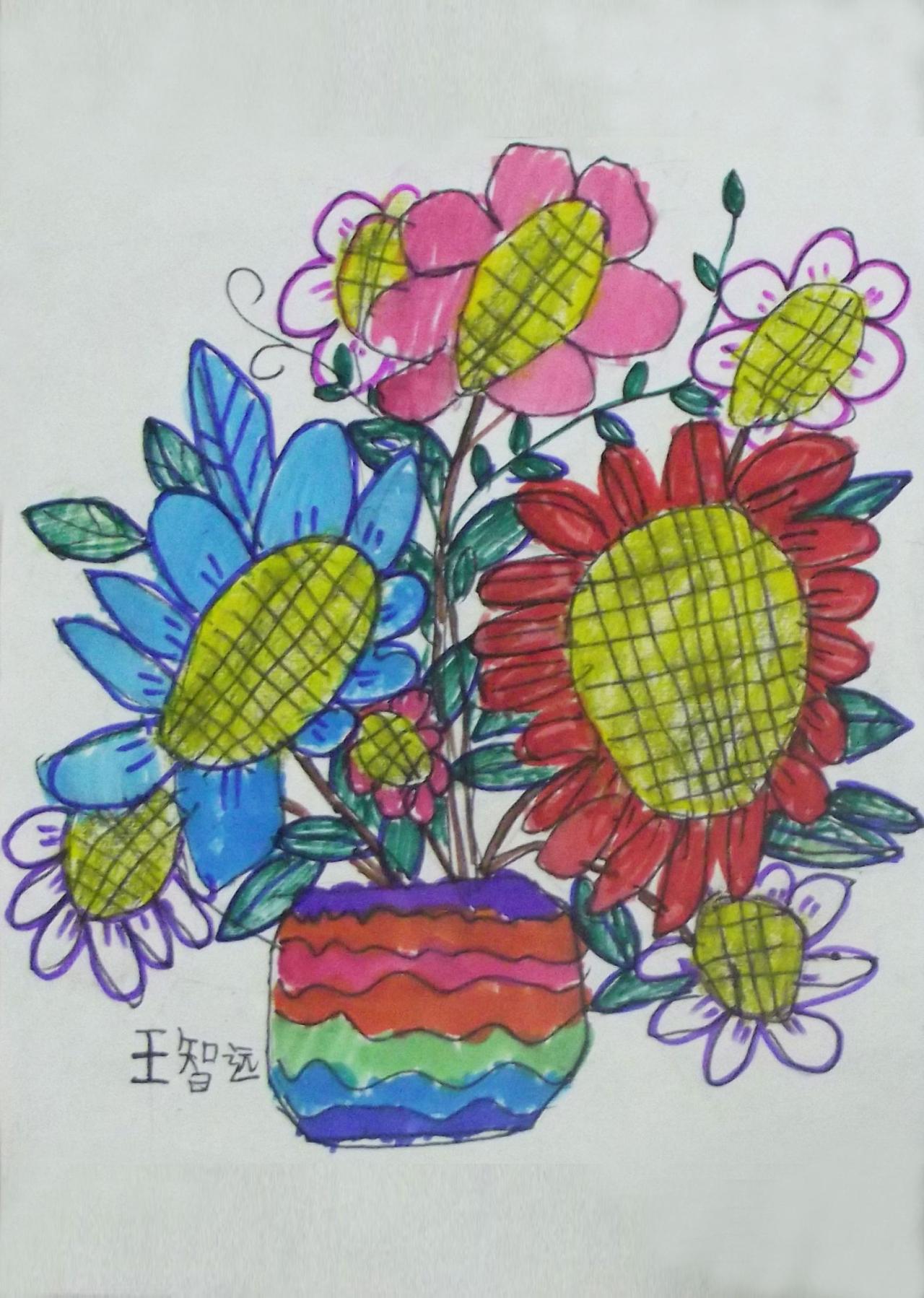瓶花 王智远画
